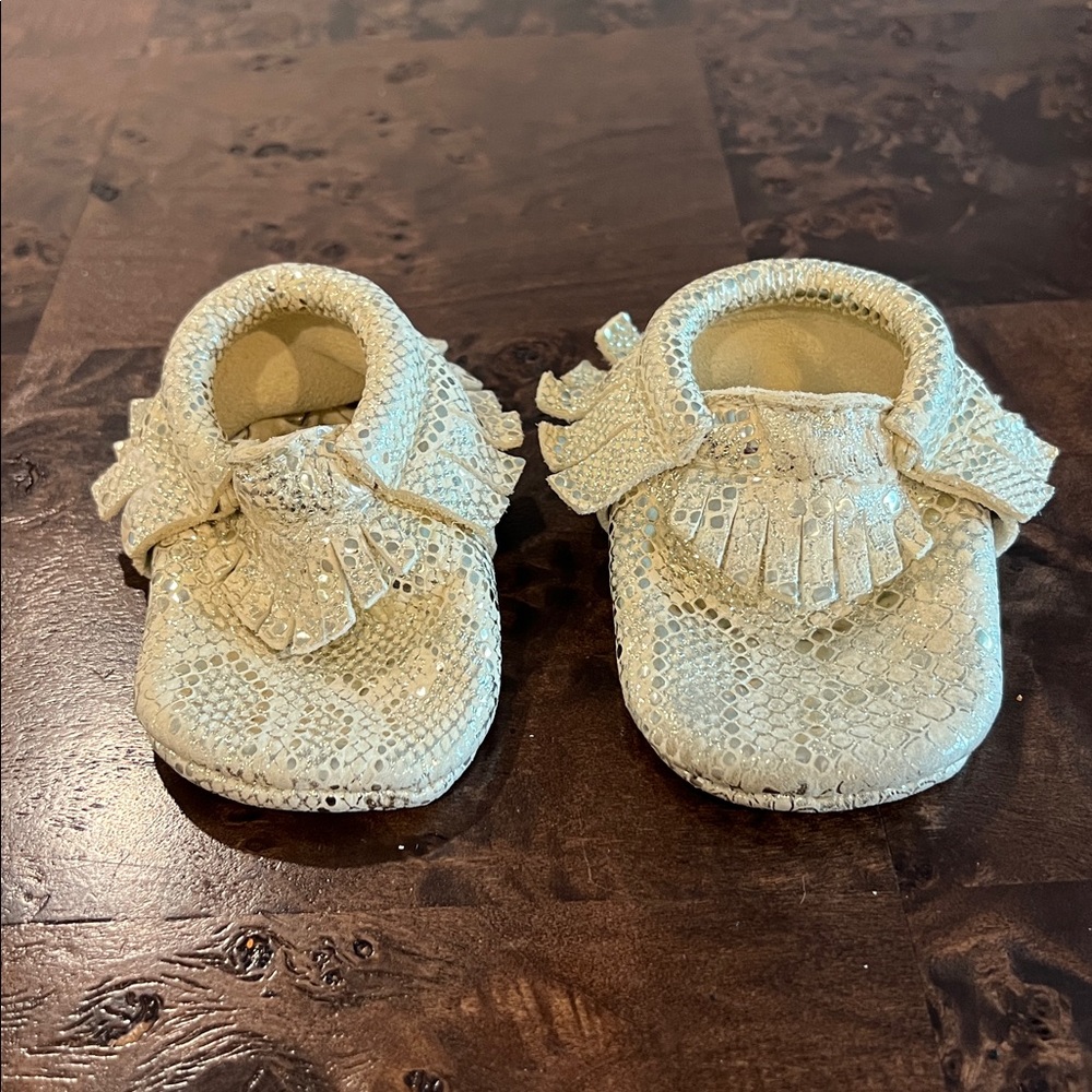 Freshly picked gold metallic moccasins size 2